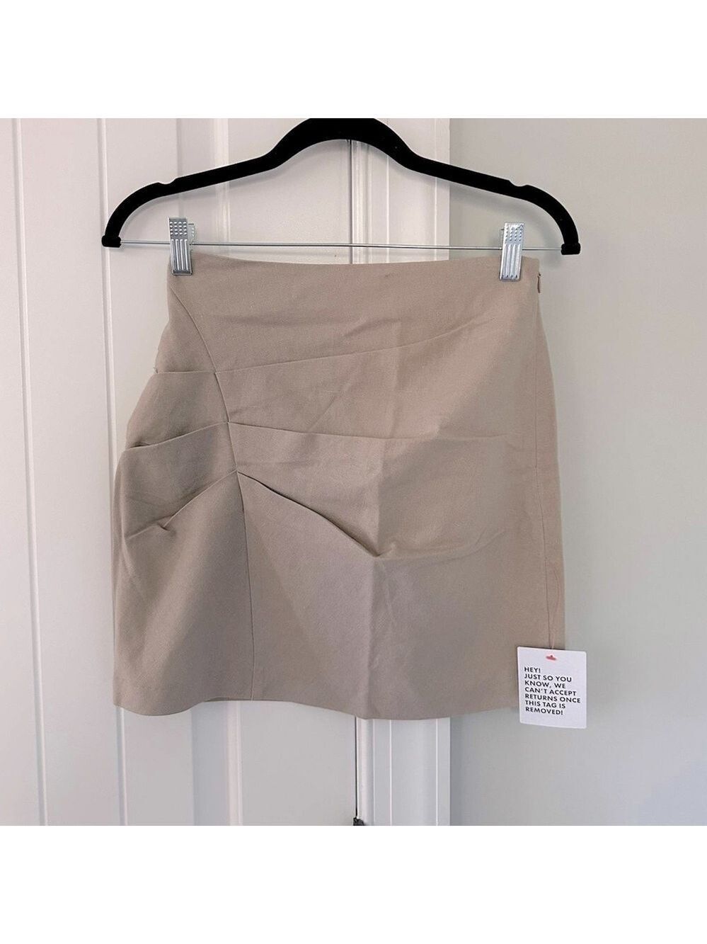 ASOS DESIGN Ruched Mini Skirt Stone size 2-NWT - Picture 4 of 12